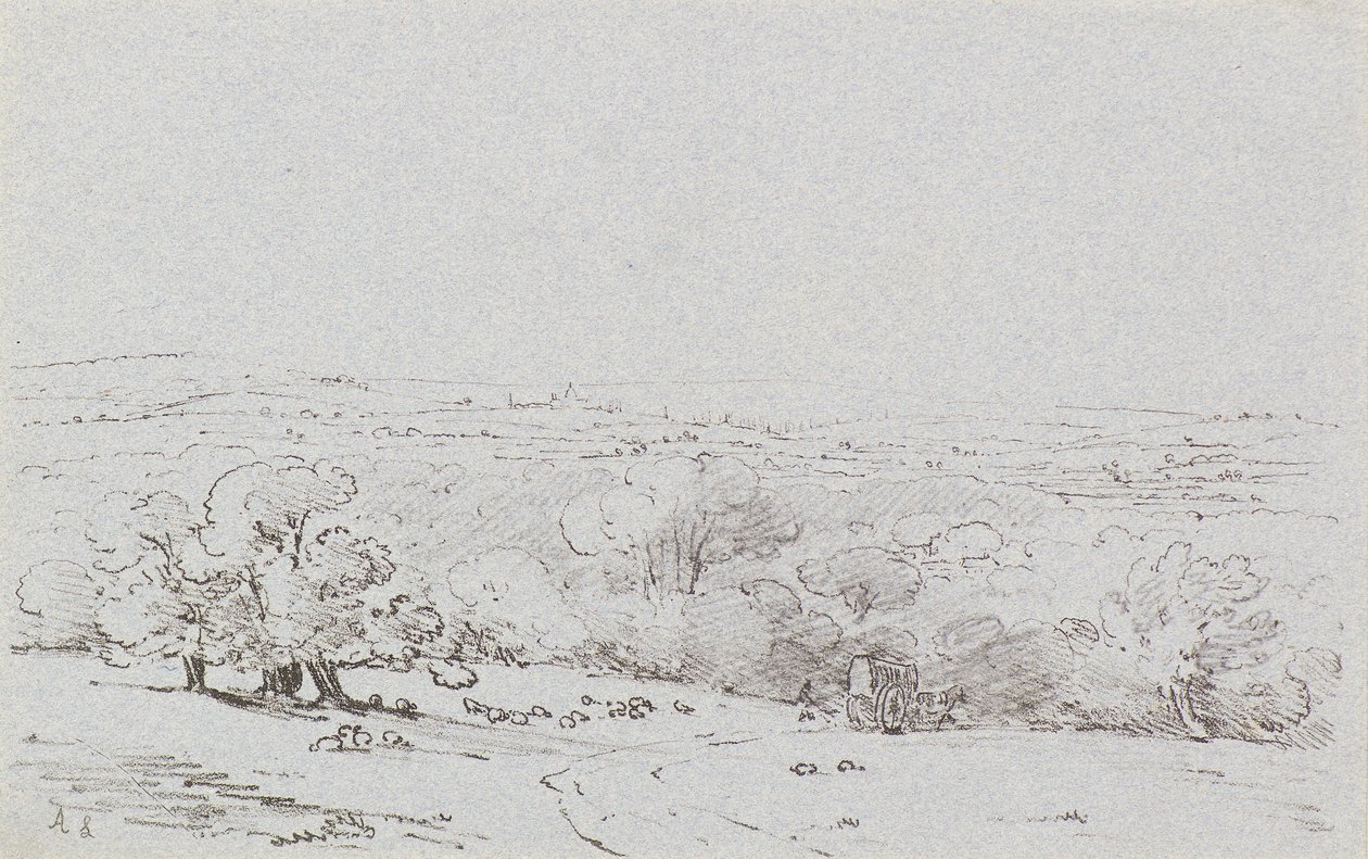 Carriage Approach to Bromley Hill, ca. 1803 (ætsning) af Amelia Long