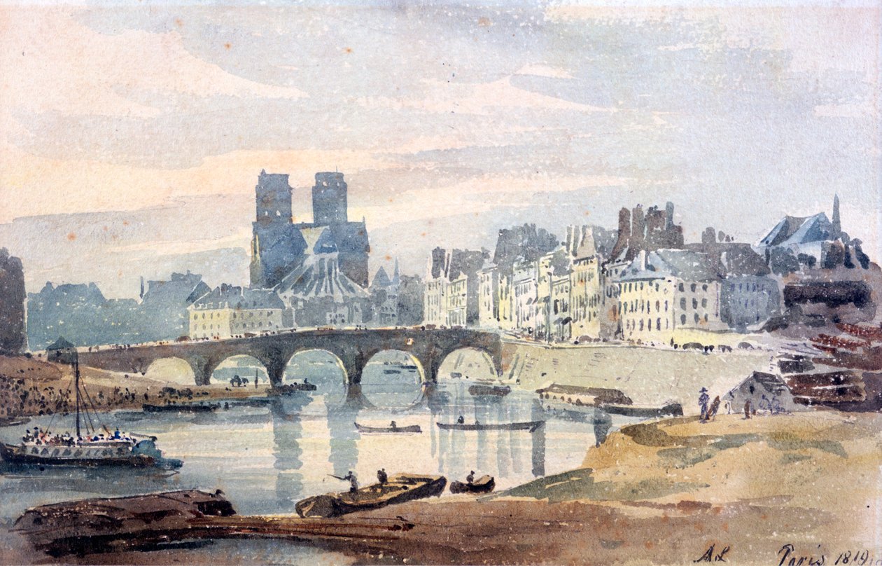Notre-Dame de Paris fra Ile Saint-Louis, 1819 af Amelia Long