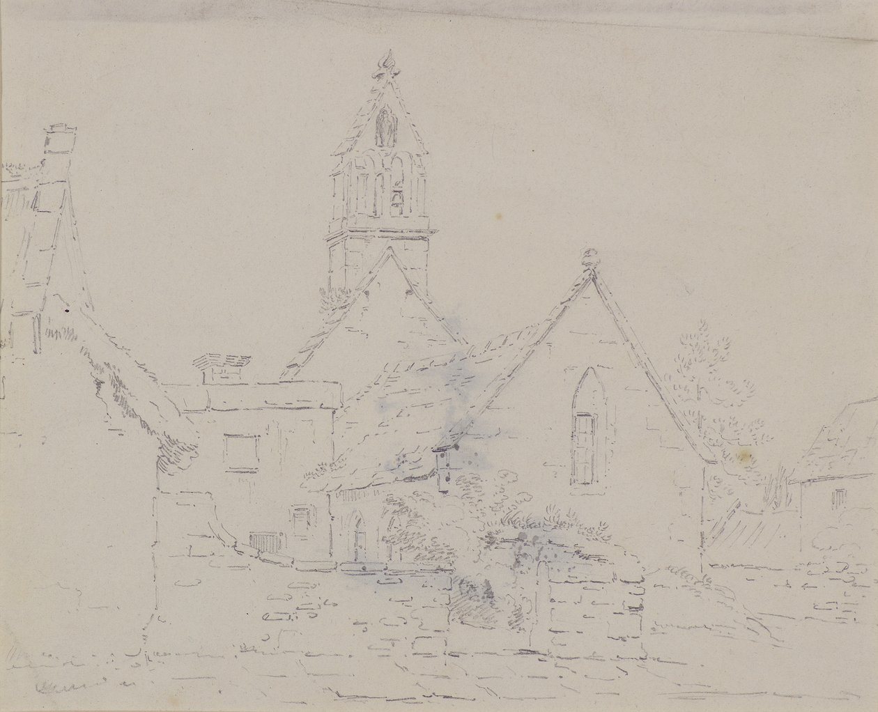 Ødelagt kirke, ca. 1803 (blyant) af Amelia Long