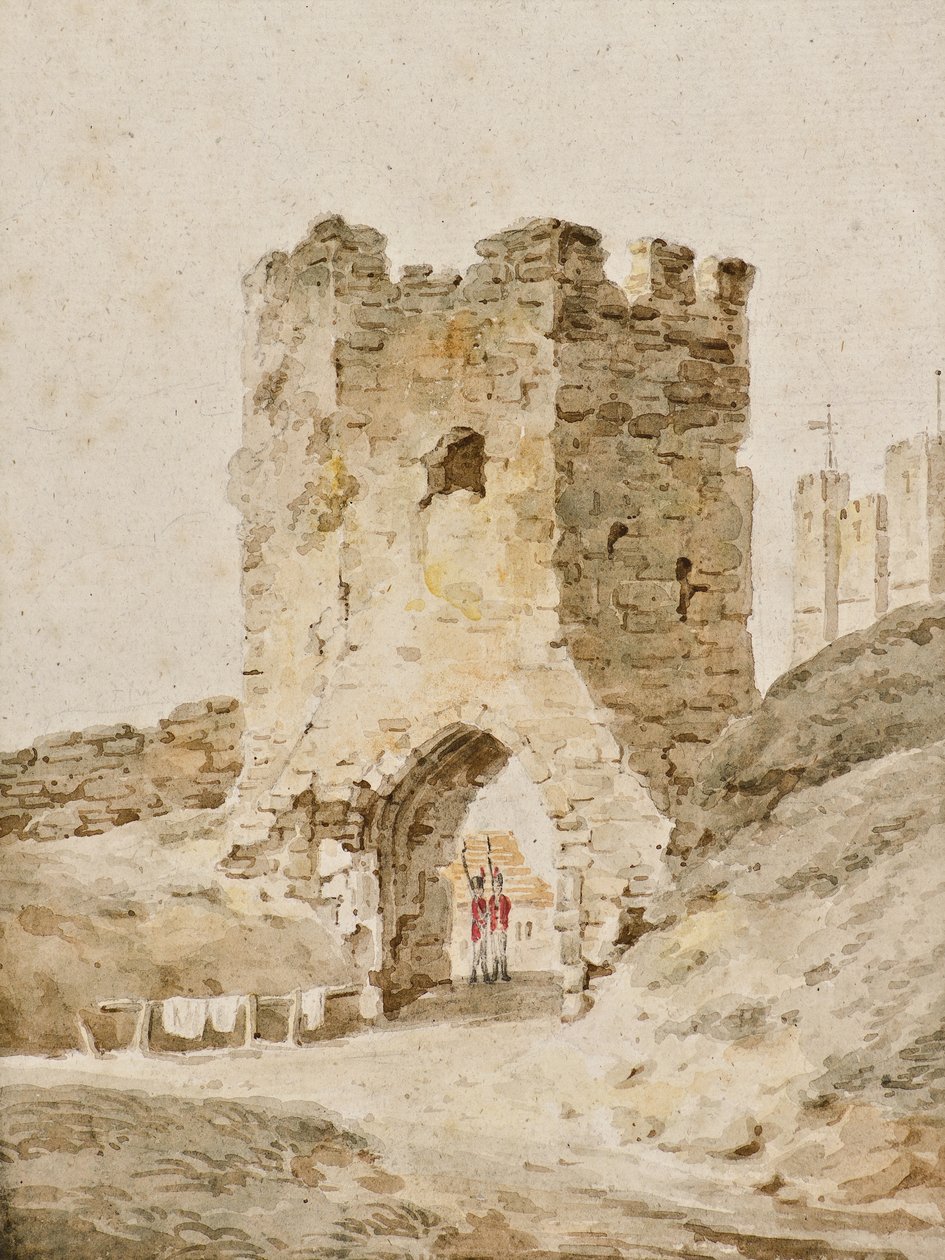 To soldater på vagt på Dover Castle, ca. 1805 (akvarel) af Amelia Long
