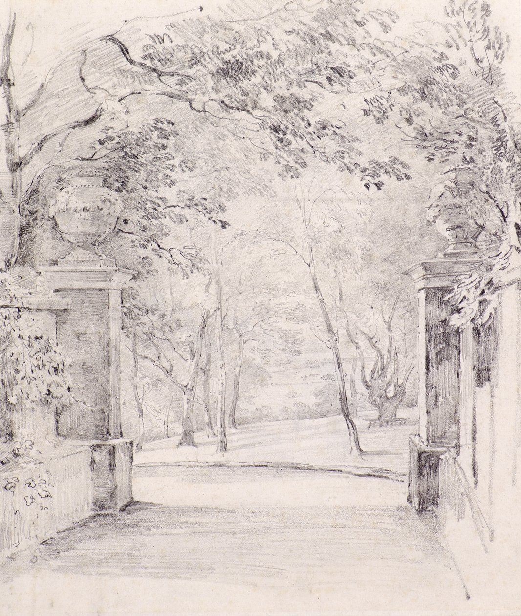 Udsigt fra indgangen til Bromley, ca. 1810 (blyant) af Amelia Long