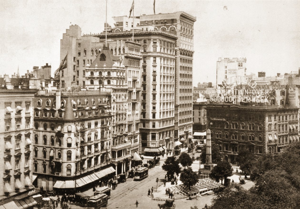 Broadway ved Madison Square med Worth-monumentet, 1893 af American Photographer