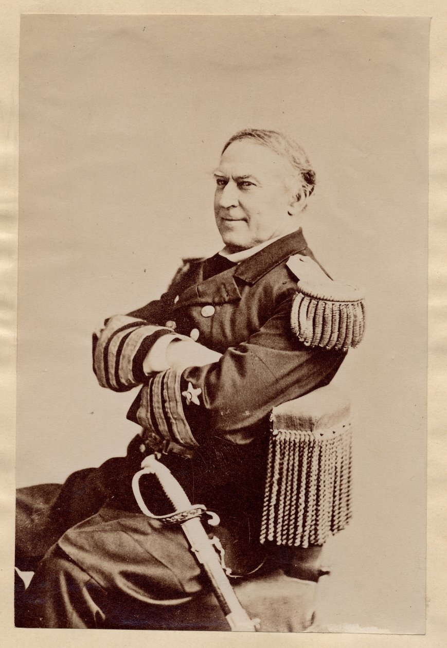 David Glasgow Farragut (1801-70), amerikansk flådeofficer, flagofficer under borgerkrigen, senere admiral (albumfoto) af American Photographer