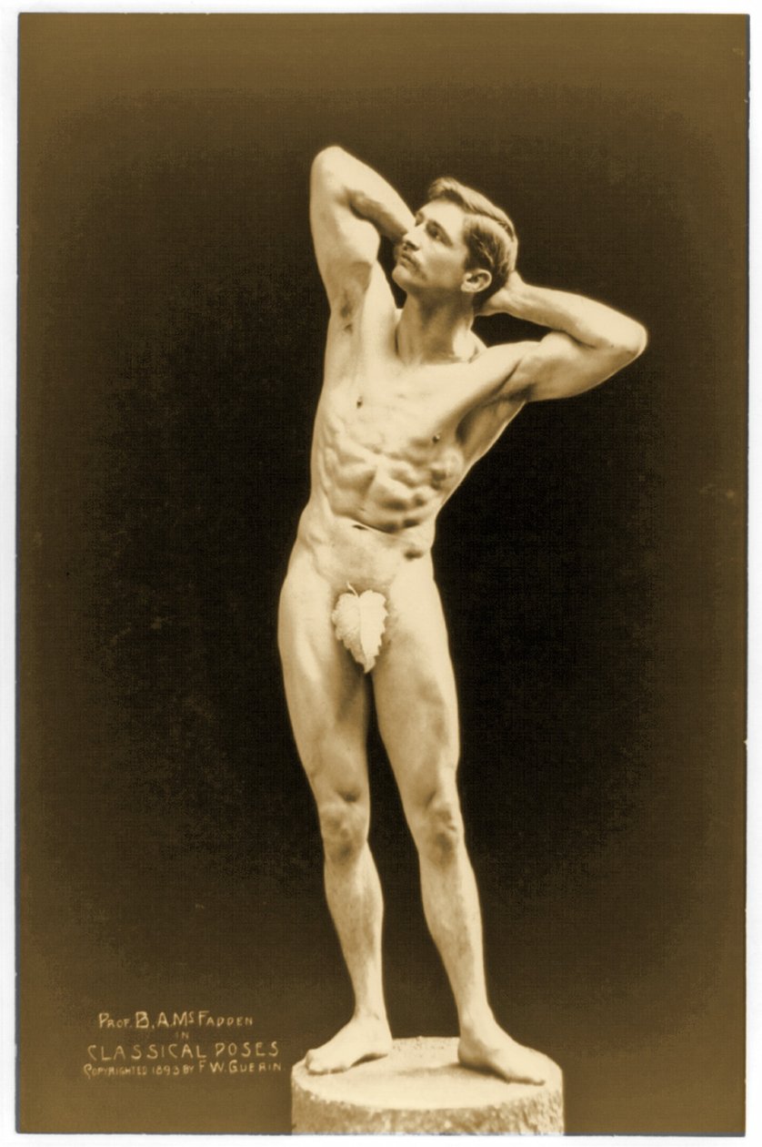 Nøgenportræt i fuld længde af Bernarr Macfadden, ca. 1893 af American Photographer