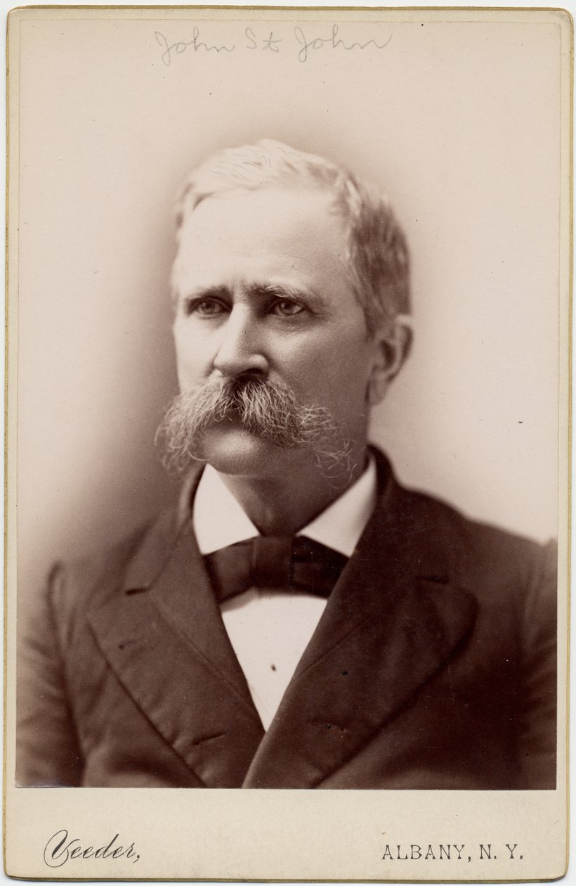 John Pierce St John (1833-1916), amerikansk politiker, 8. guvernør i Kansas; foto af Aaron Veeder, Albany, NY (albumfoto) af American Photographer