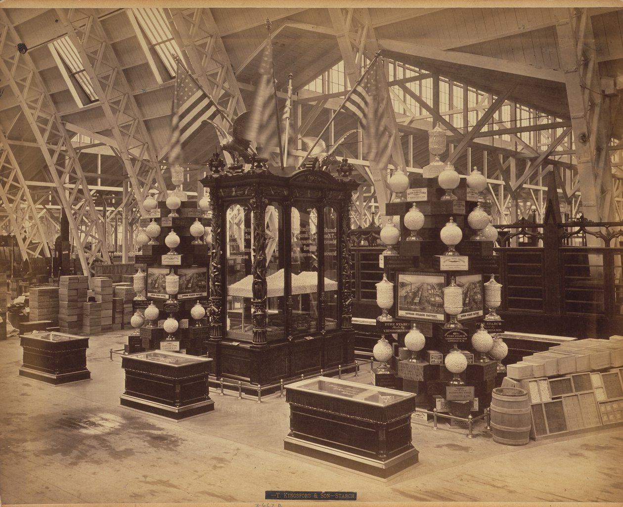 Kingsford, T., & Son, Oswego, N.Y., udstilling 210, Agricultural Hall, Bldg., 1876 (albumin-tryk) af American Photographer