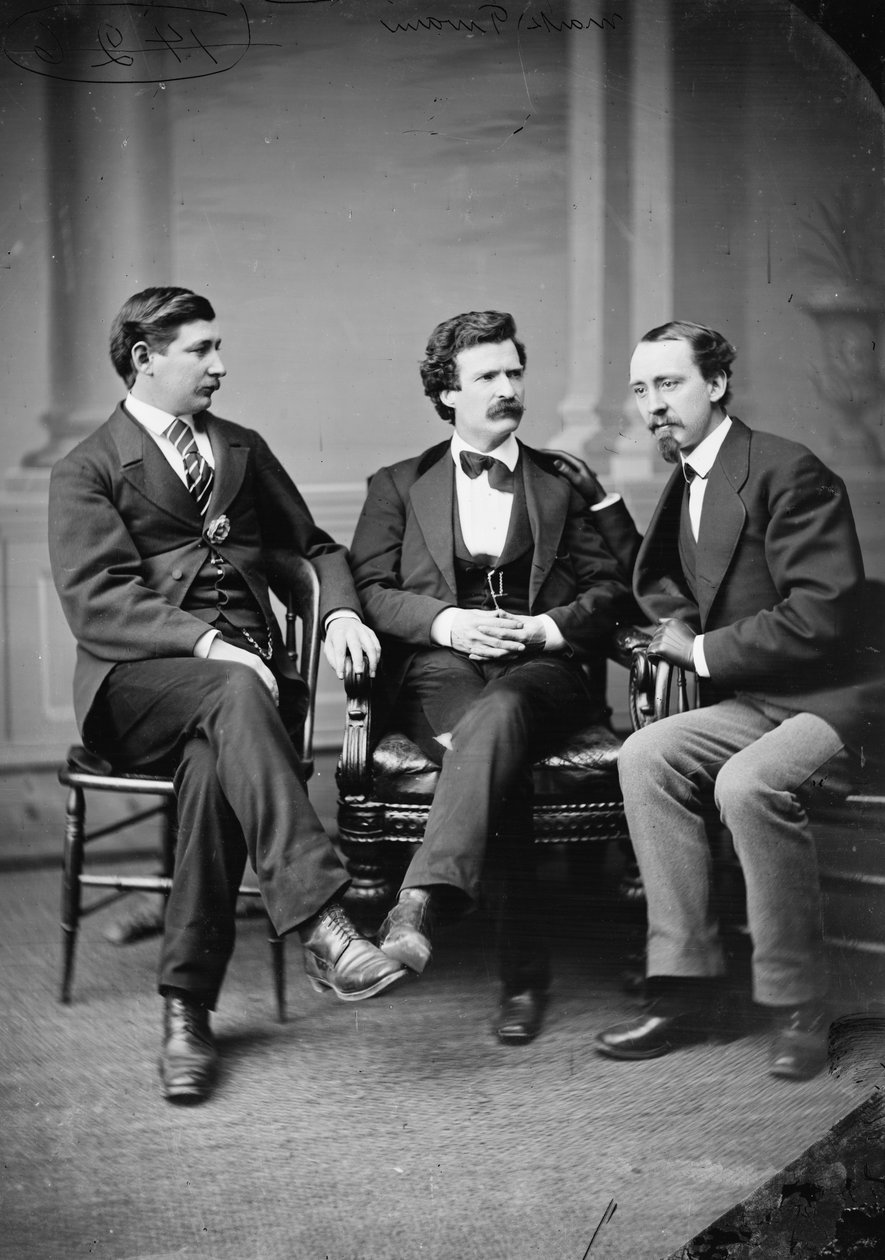 Mark Twain, George Alfred Townsend og David Gray, 1871 af American Photographer