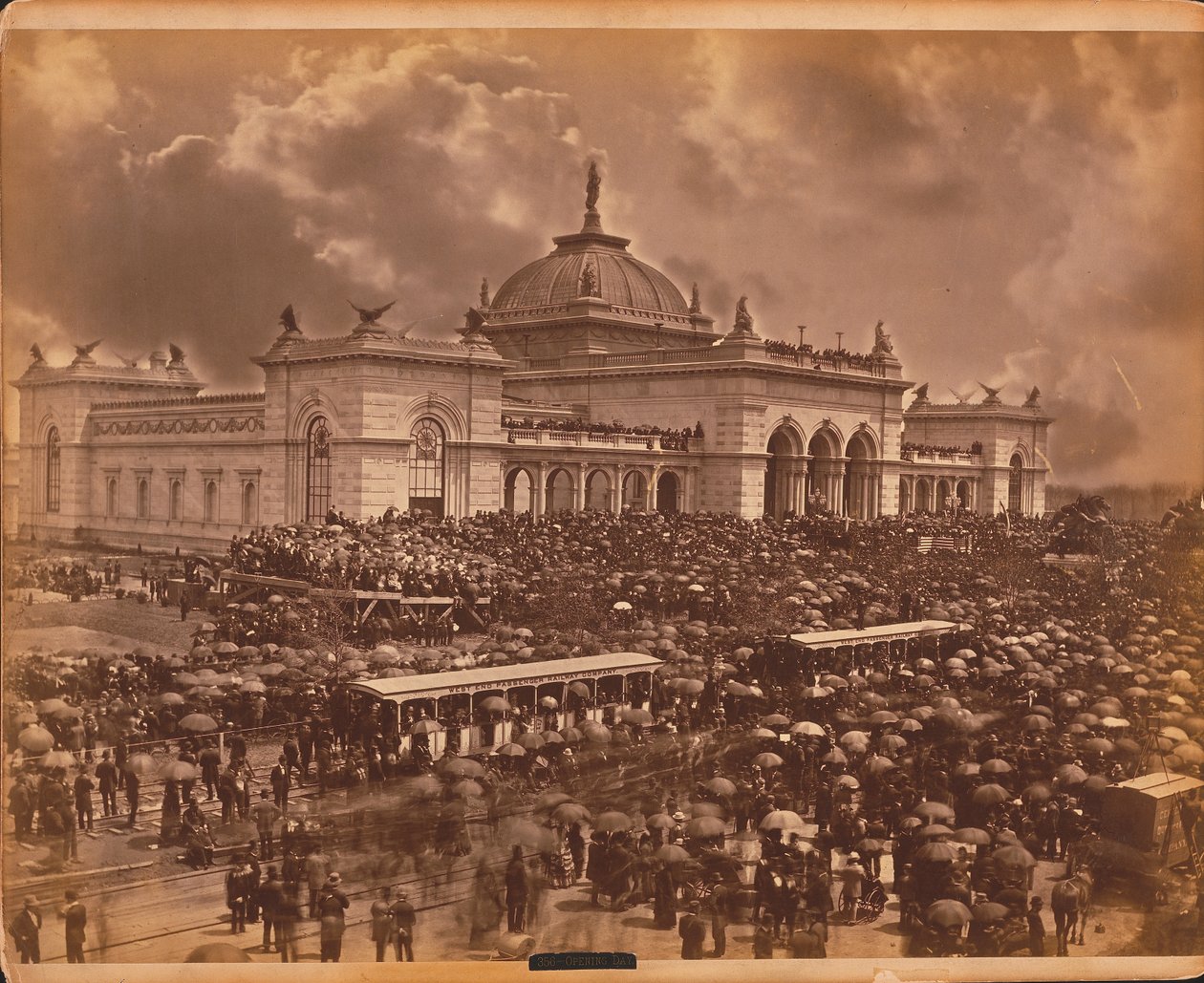 Åbningsdag: talerne, 1876 (albumenprint) af American Photographer