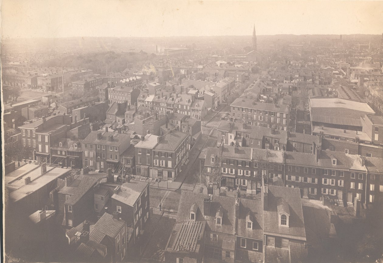 Panorama over Philadelphia, østudsigt - vest fra skudtårnet, 1870 (albumin print) af American Photographer
