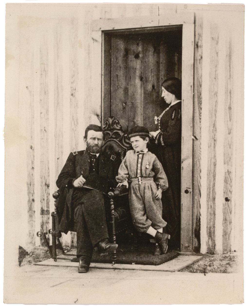 Fotografi af Ulysses S. Grant, Julia og Jesse Grant ved City Point, Va., 1865, trykt i 1940