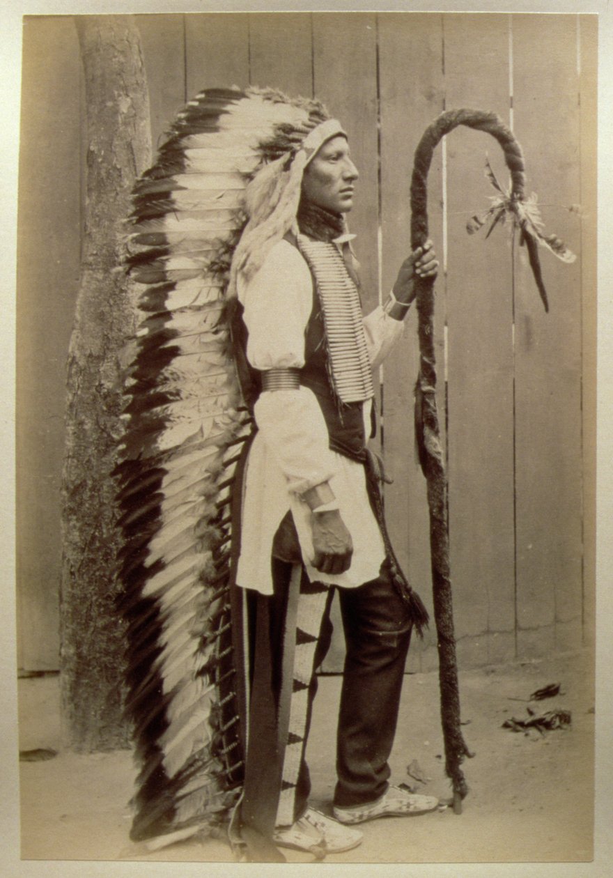 Portræt af en indianer fra Buffalo Bills Wild West, 1889 af American Photographer