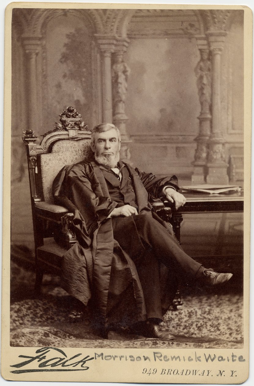 Remick Morrison Waite (1816-88), øverste dommer i USA; foto af Benjamin Falk, New York (albumfoto) af American Photographer