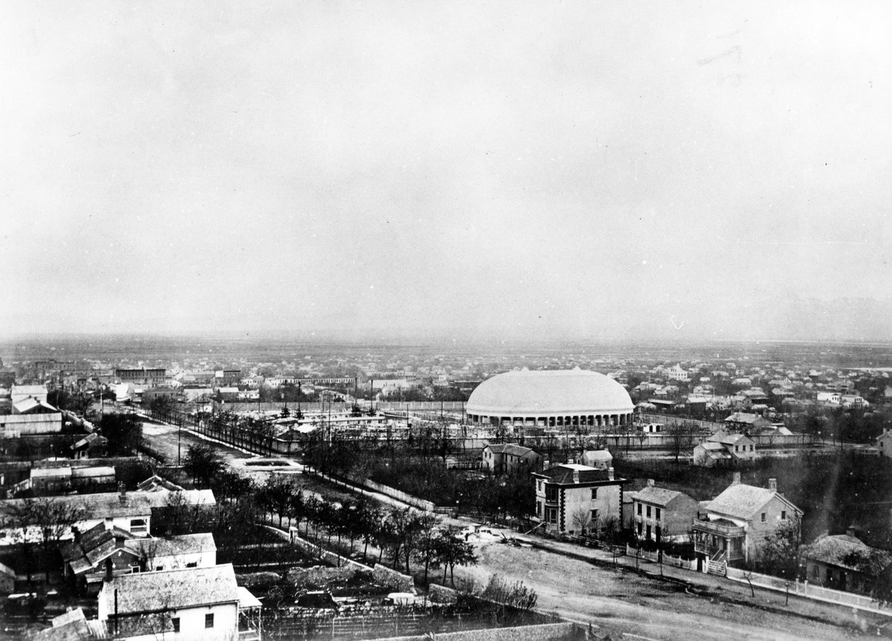 Salt Lake City og Tabernaklet, ca. 1870