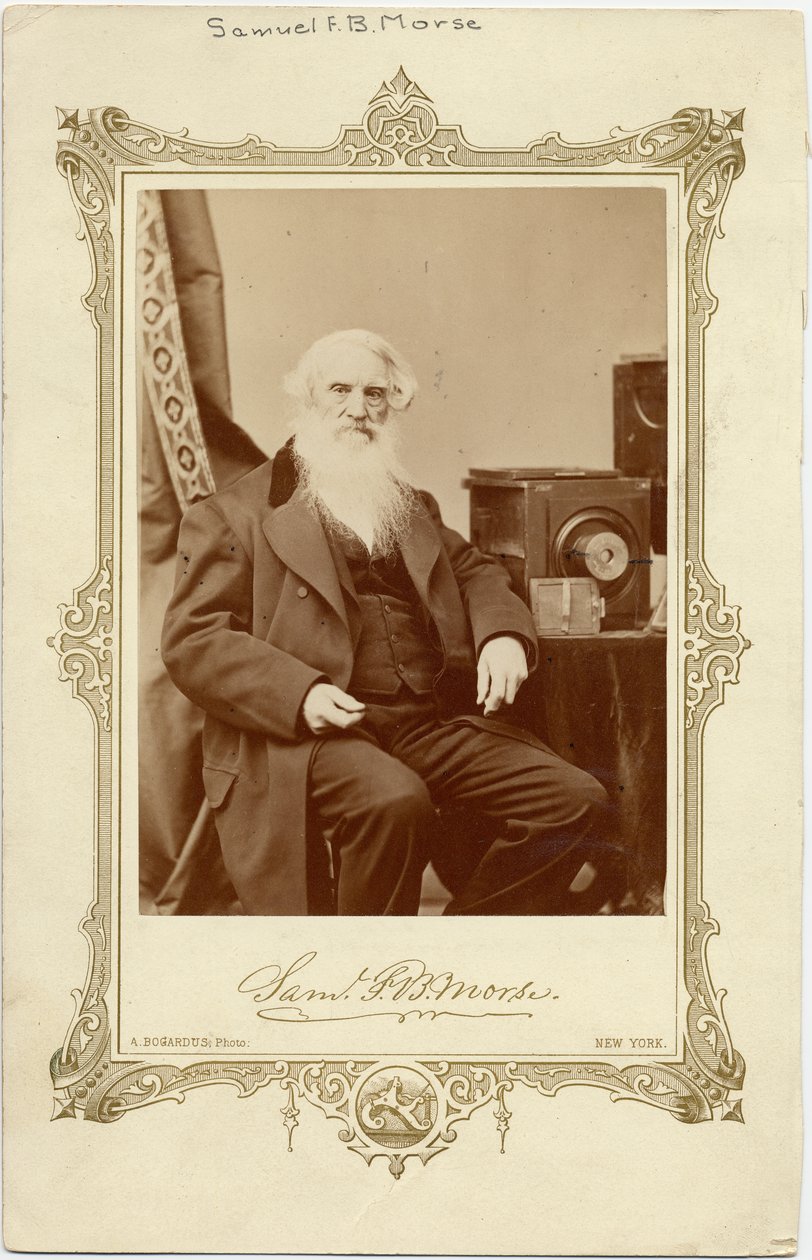 Samuel Finlay Breese Morse (1791-1872), amerikansk maler og opfinder af enkelttrådstelegraf og morsekode; foto af A Bogardus, New York (albumfoto) af American Photographer