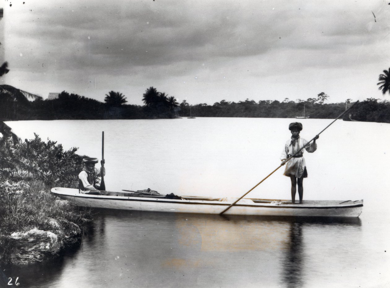 Seminole-indianere i en kano af American Photographer