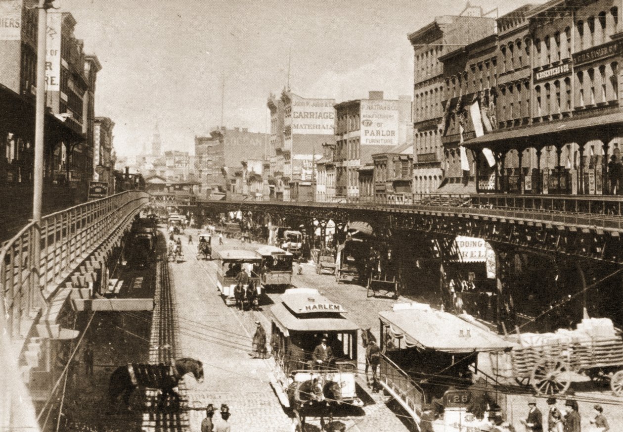 Bowery, set mod nord fra Canal Street, New York City, 1888 af American Photographer