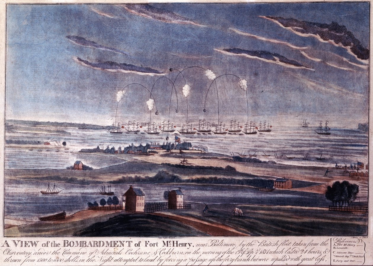 Det britiske angreb på Fort McHenry, Baltimore i 1812 af American Photographer
