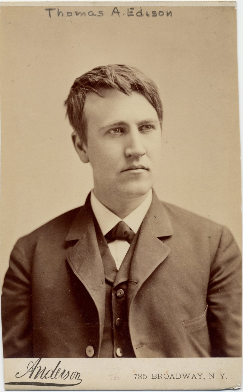 Thomas Alva Edison (1847-1931), amerikansk opfinder, foto af Anderson, New York (albumfoto) af American Photographer