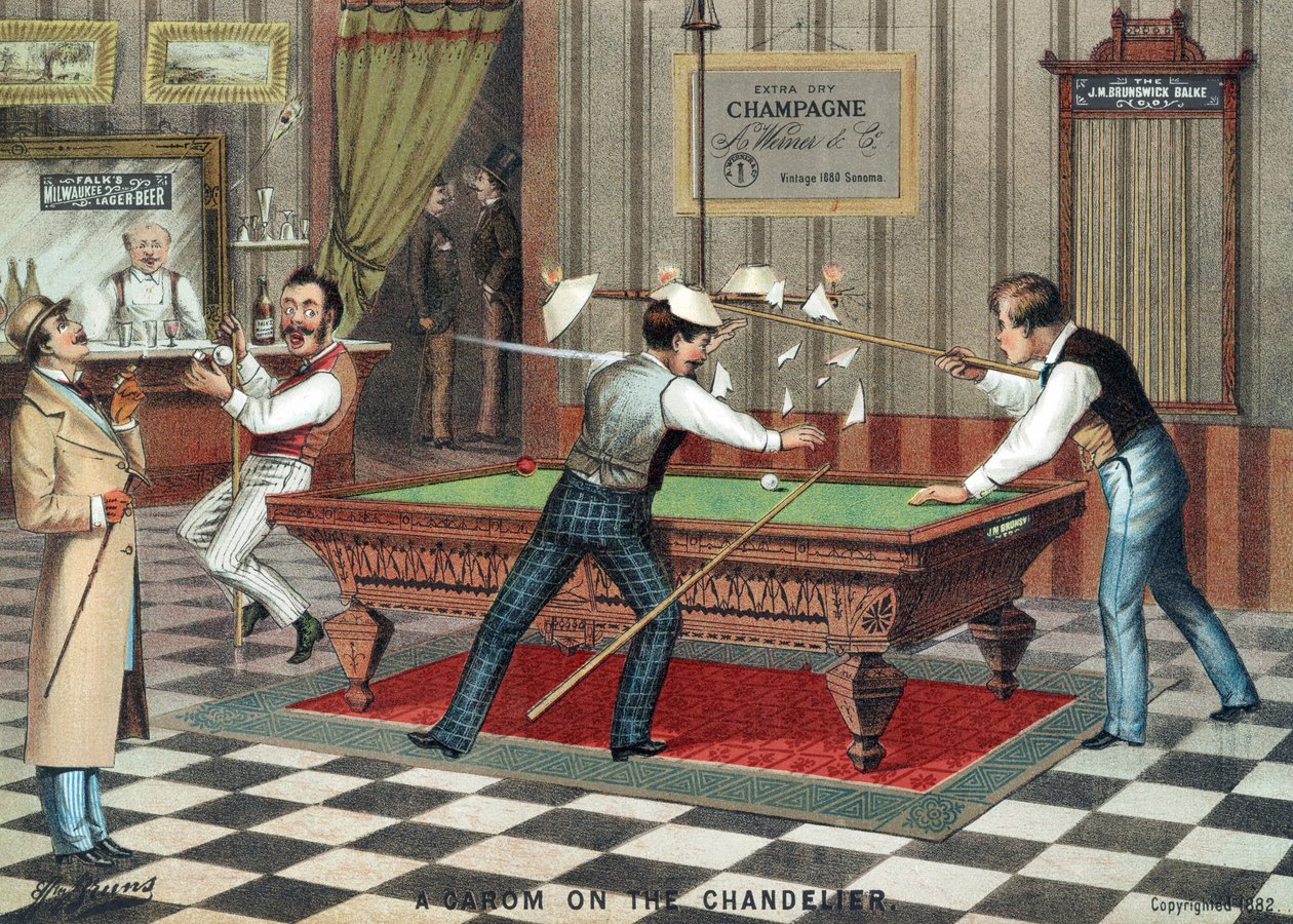 En Carambole på lysekronen, pub. 1882 af American School