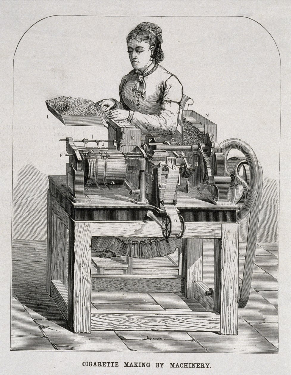 En kvinde, der betjener en fransk cigaretrullemaskine, 1878 af American School