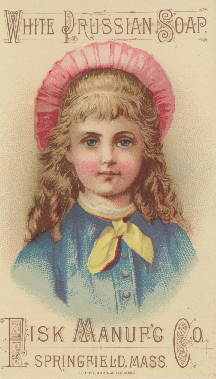Annonce for Fisk Manufacturing Co. White Preussian Soap, ca. 1880 (volour litho) af American School