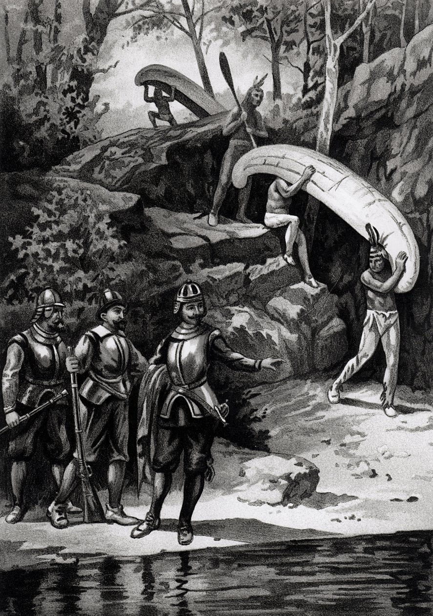 Champlain Exploring the Canadian Wilderness, 1603, fra 