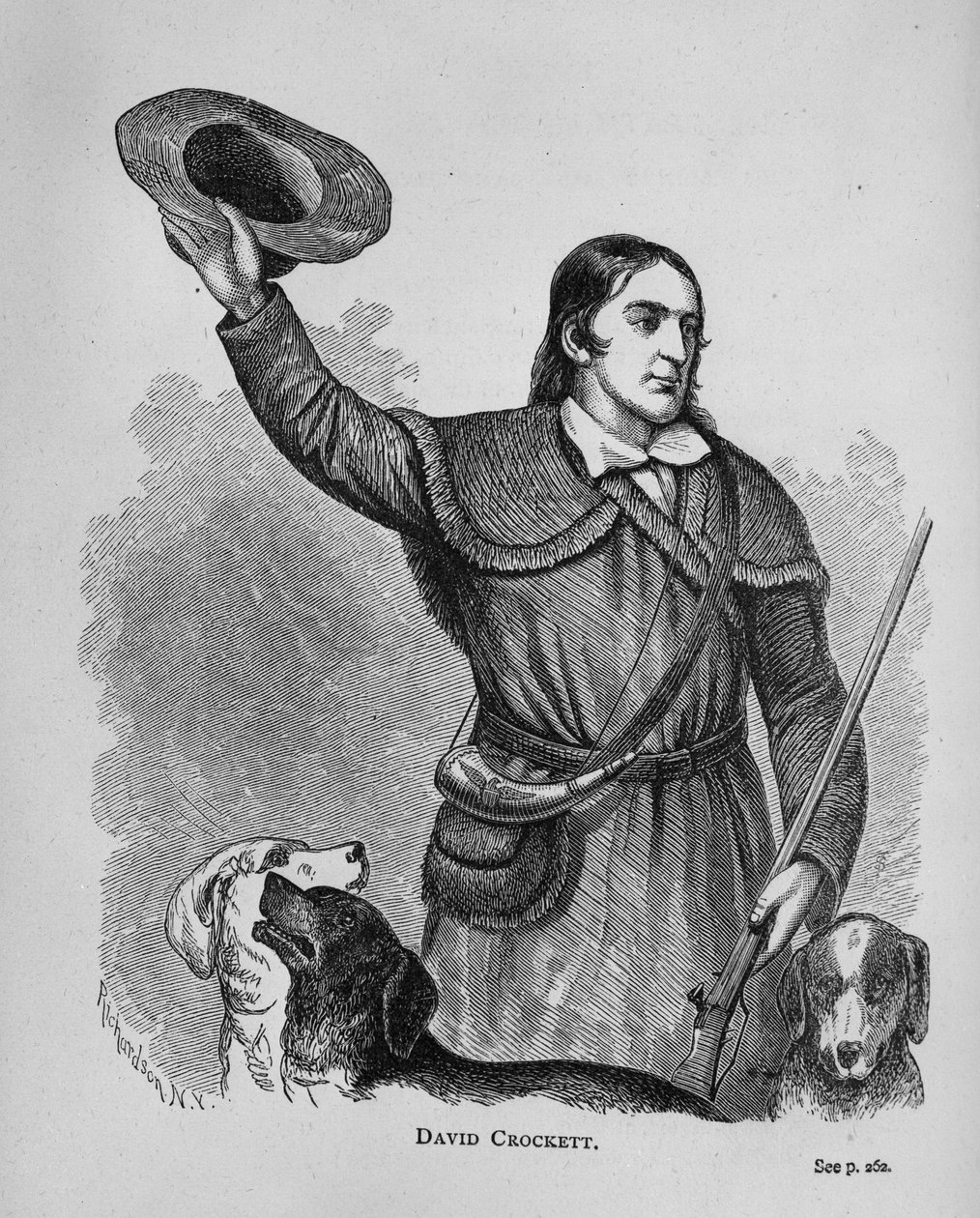 David Crockett, fra Texas History Scrapbook af American School
