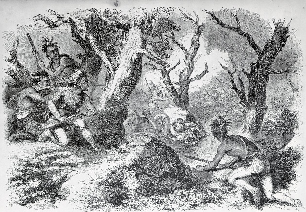 General Braddocks nederlag i den franske og indiske krig i Virginia i 1755 fra 
