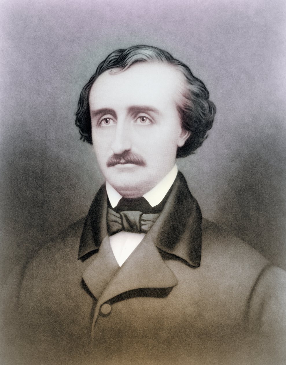 Edgar Allen Poe, efter et tryk fra det 19. århundrede, senere farvelægning af American School