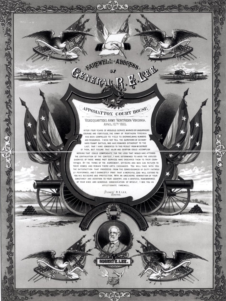 Afskedsadresse for general Robert E. Lee, udgivet af Burk og McFetridge, 1883 af American School