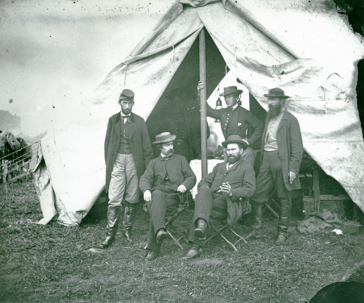 Gruppeportræt af Union Mappers i Antietam, Maryland, 1862 af American School