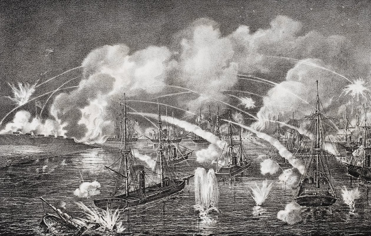Midnatsflådebombardement af Fort Jackson, Louisiana 1862 af American School