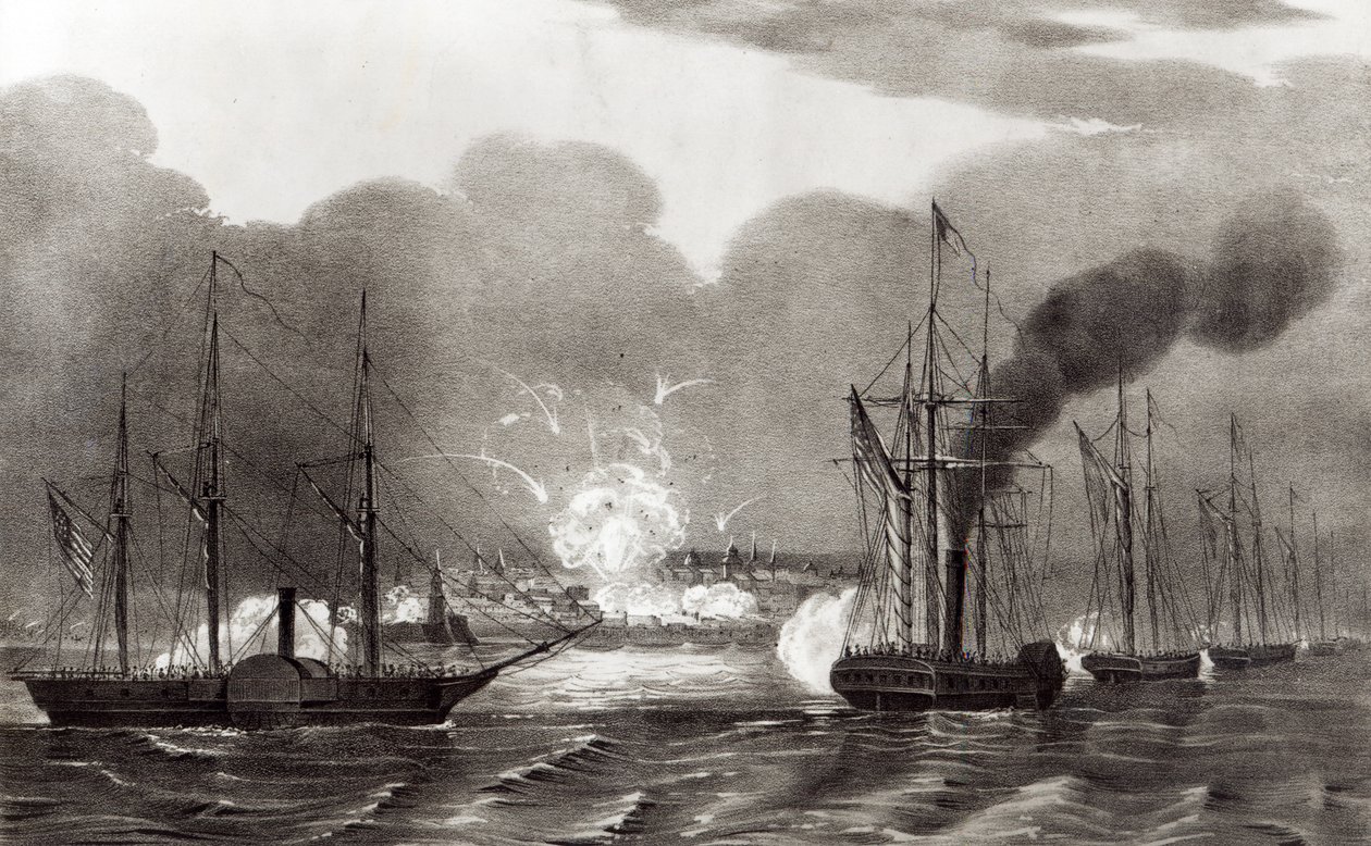 Marinebombardement af Vera Cruz, marts 1847, udgivet af Currier and Ives, 1847 af American School