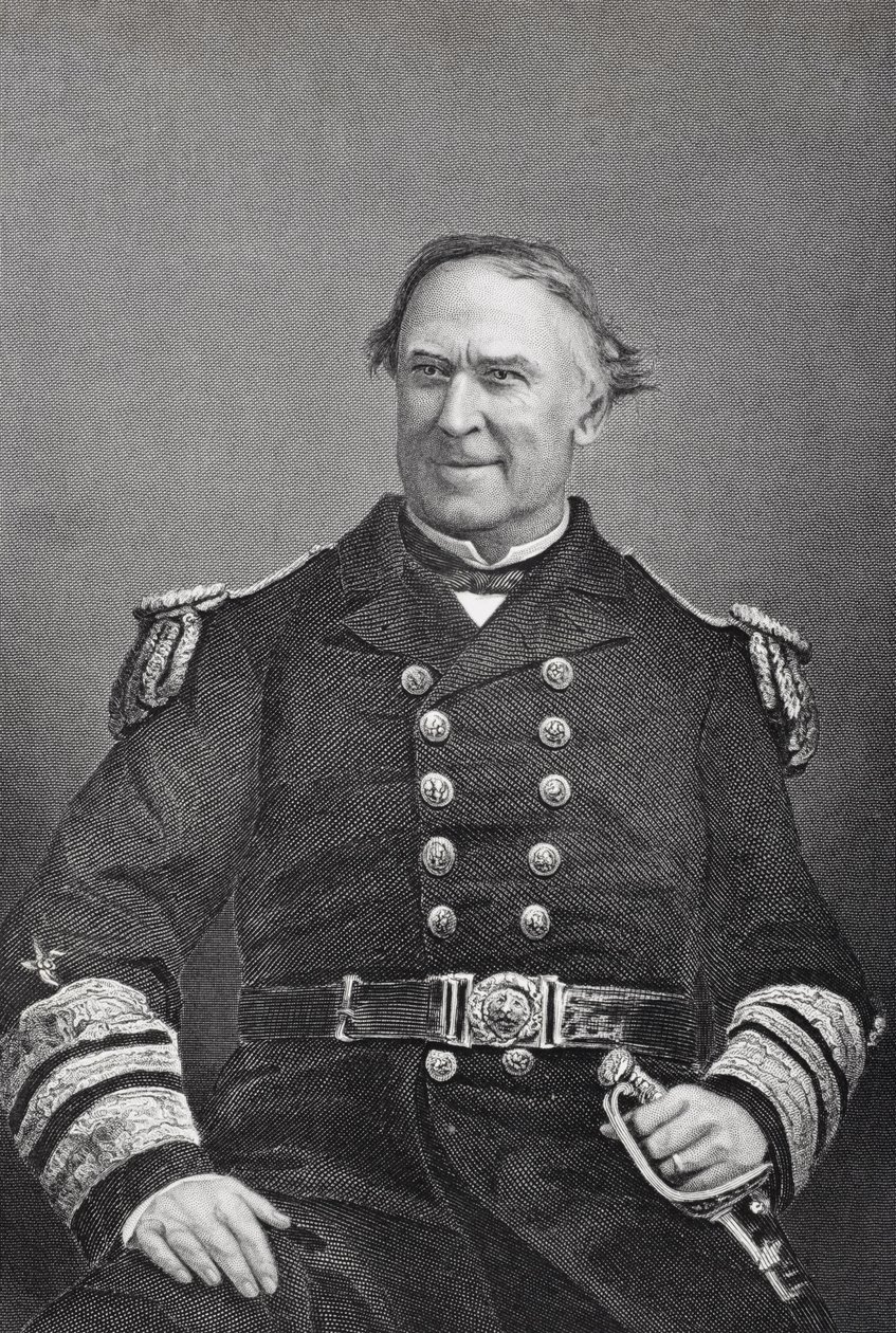 Portræt af admiral David Glascoe Farragut (1801-70) af American School