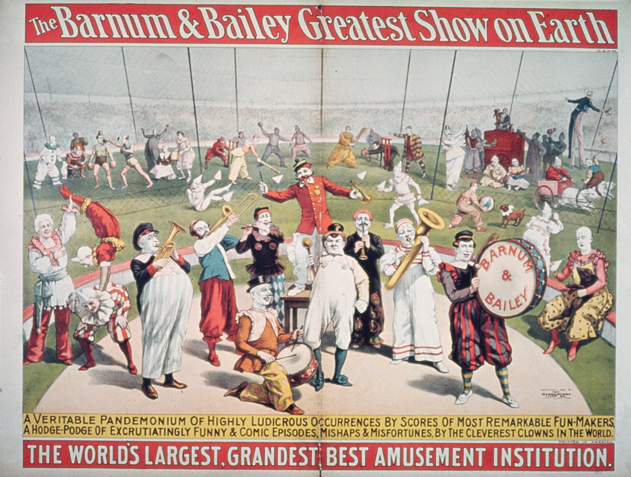 Plakat med reklame for Barnum og Baileys Greatest Show on Earth af American School