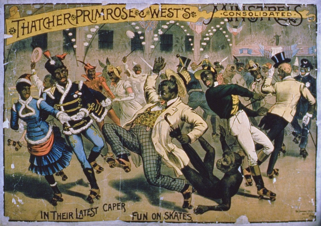 Plakat for Thatcher, Primrose og Wests Consolidated Minstrels af American School