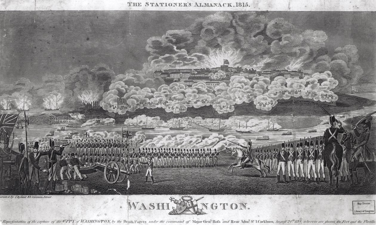 Repræsentation af de britiske styrkers Capture of the City of Washington, 24. august 1814, fra 