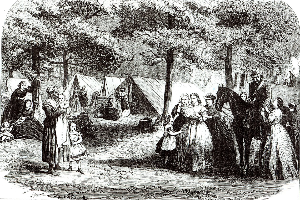 Sydlige flygtninge slog lejr i skoven nær Vicksburg, 1863 af American School