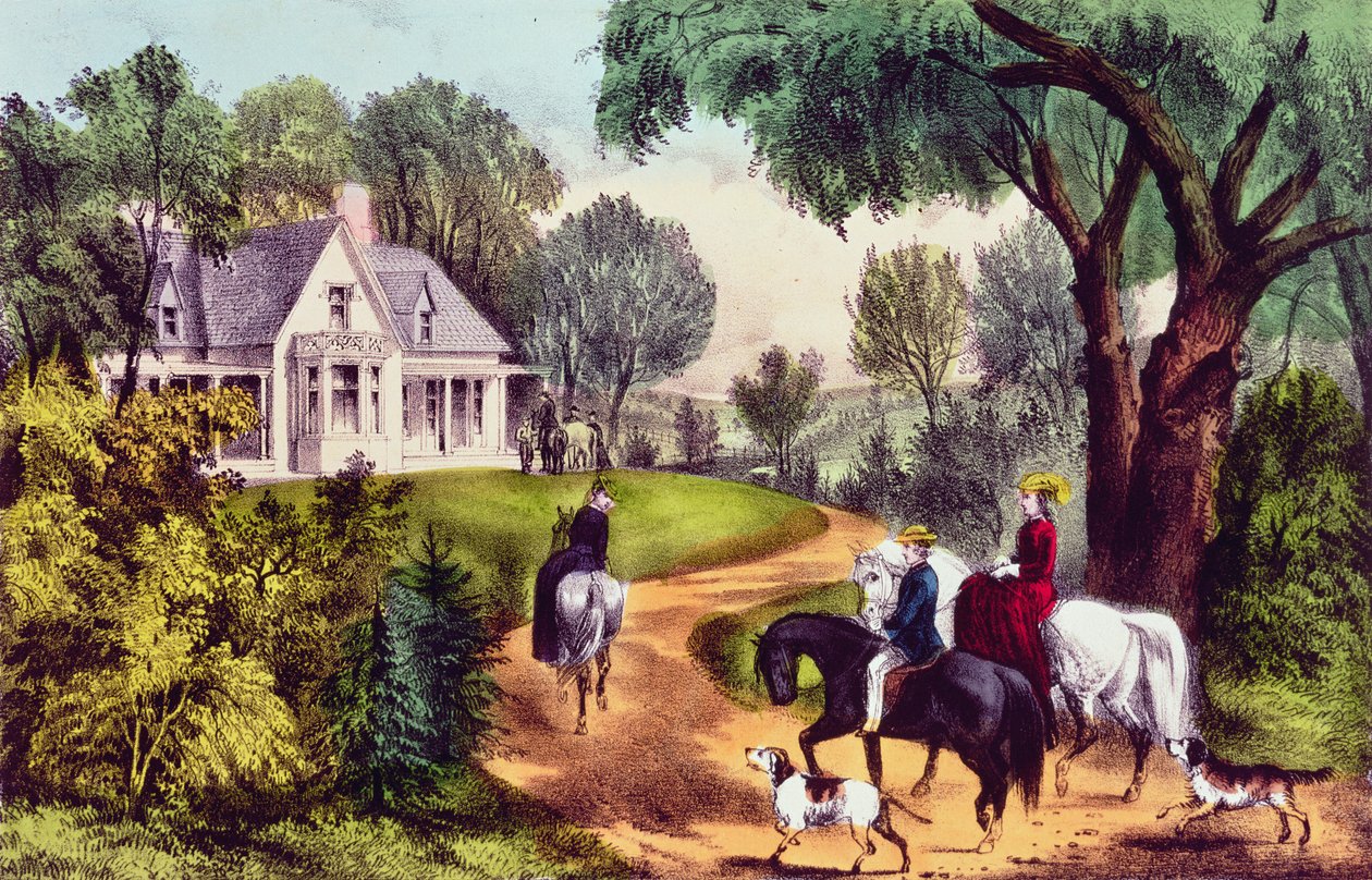 Summer in the Country, udgivet af Nathaniel Currier (1813-88) og James Merritt Ives (1824-95) af American School