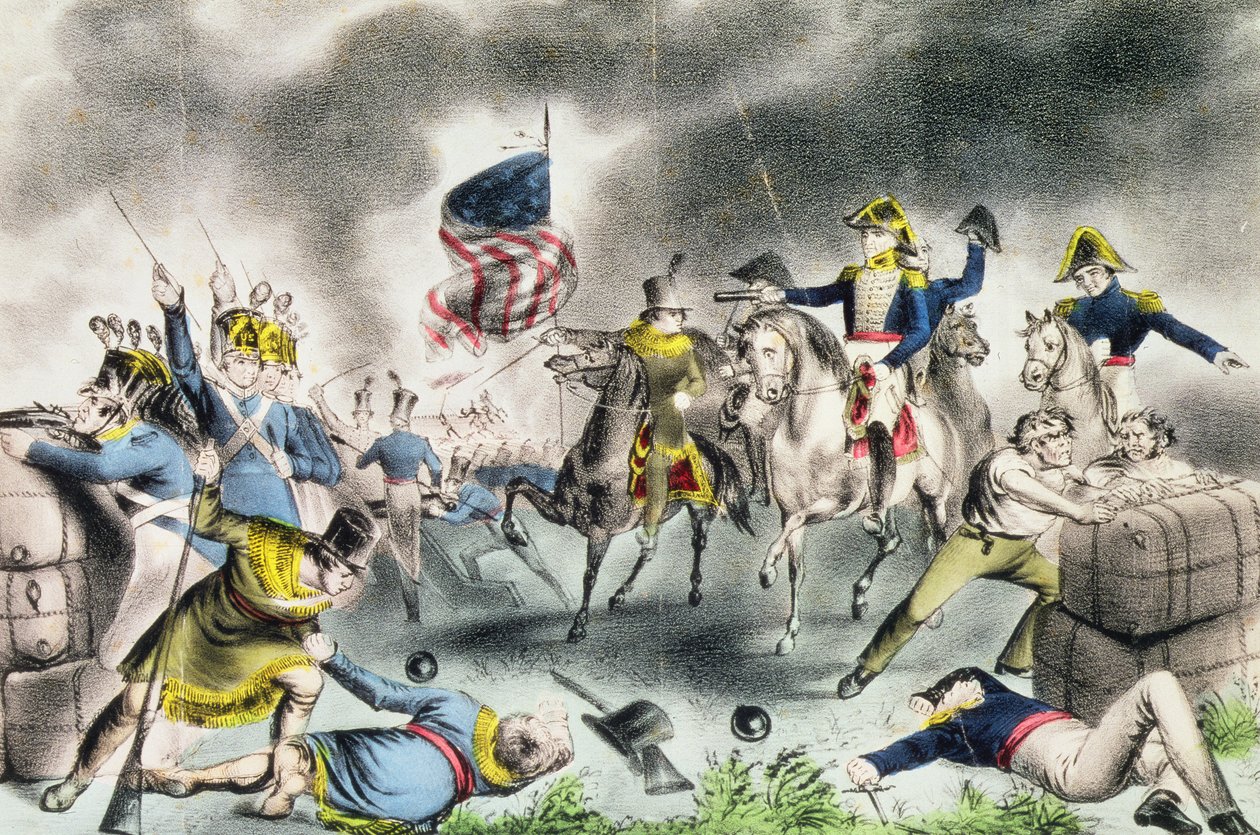 Slaget ved New Orleans, 8. januar 1814 (sic) pub. af Nathaniel Currier af American School