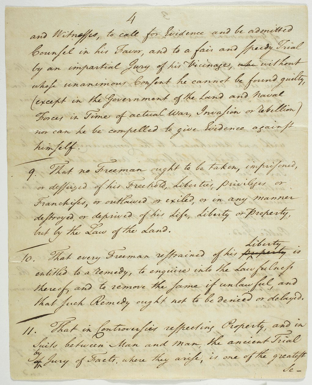 Bill of Rights, kopi underskrevet i Federal Hall, 1789 (blæk på papir) af American School
