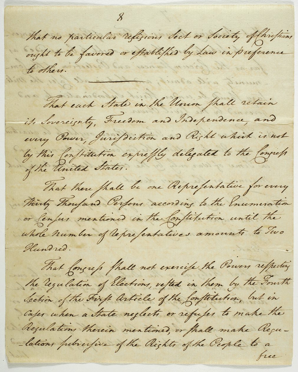 Bill of Rights, kopi underskrevet i Federal Hall, 1789 (blæk på papir) af American School