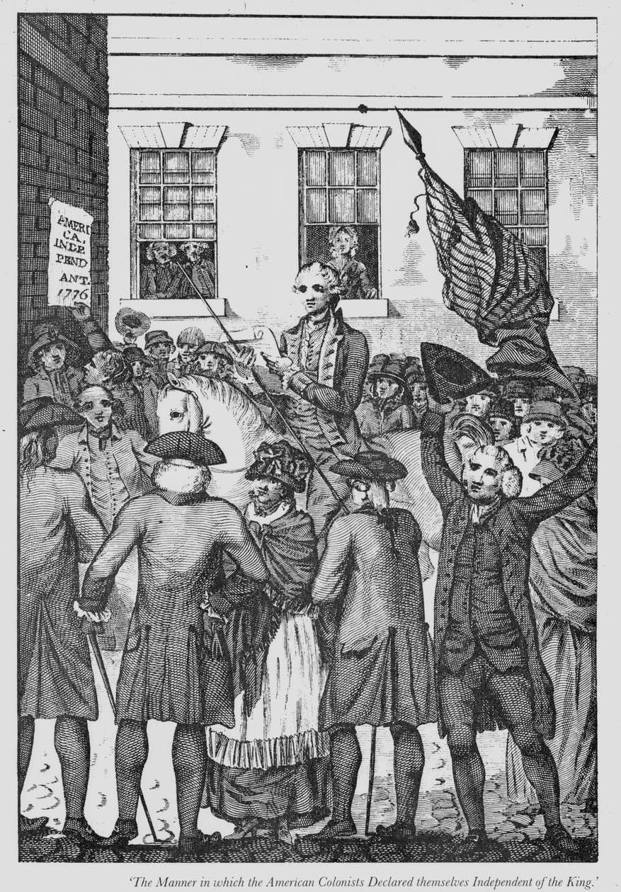Den måde, hvorpå de amerikanske kolonister erklærede sig uafhængige af kongen, 1776 af American School