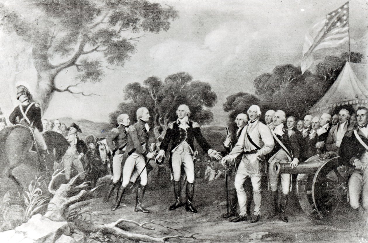 The Surrender of General Burgoyne Saratoga, New York, 17. oktober 1777 af American School
