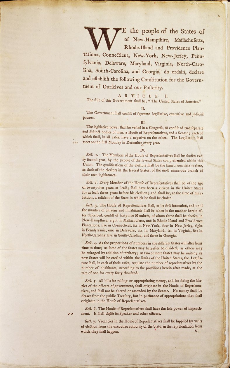 Den amerikanske forfatning, 1787 af American School
