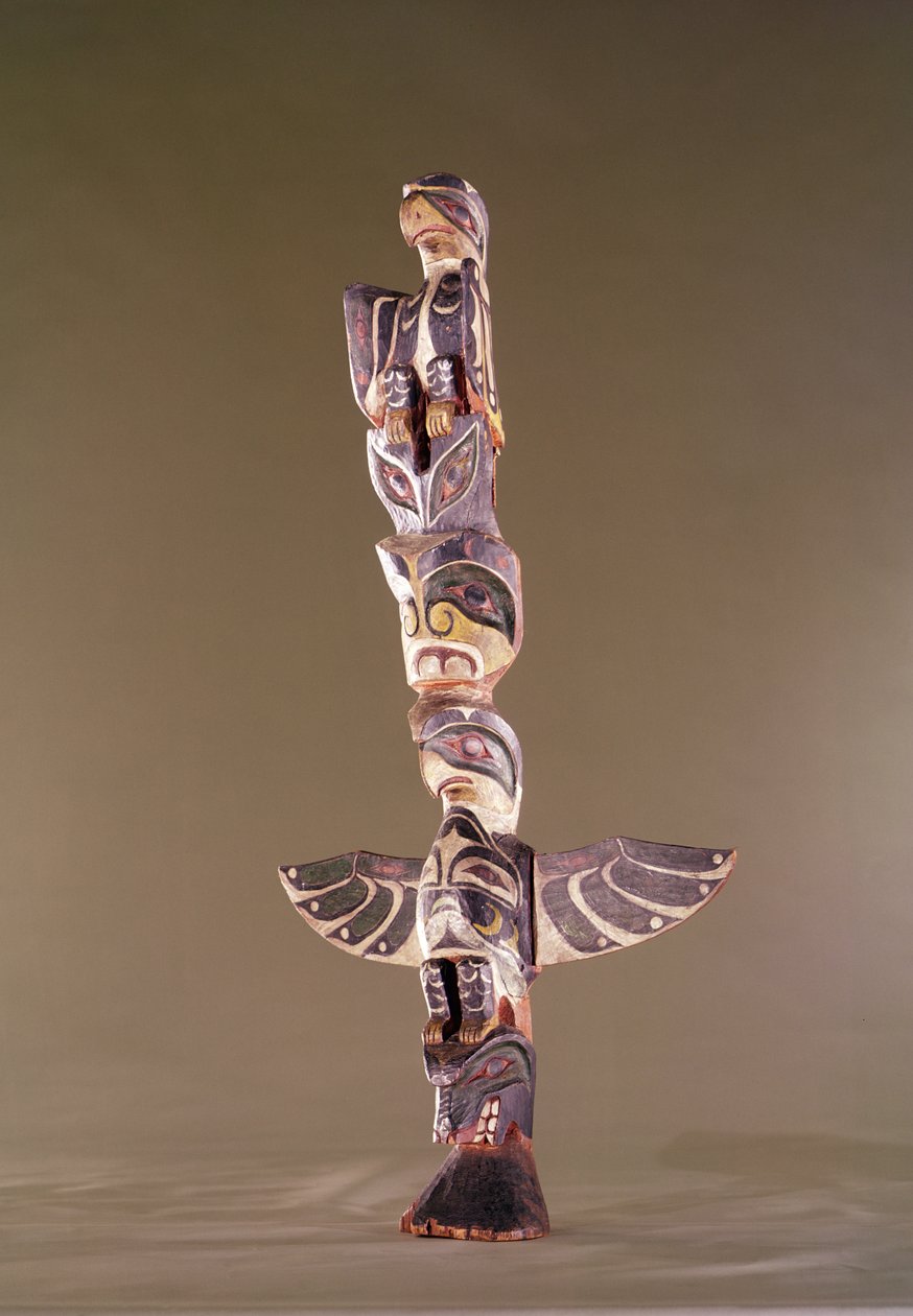 Tinglit Bird Clan totempæl (malet træ) af American School
