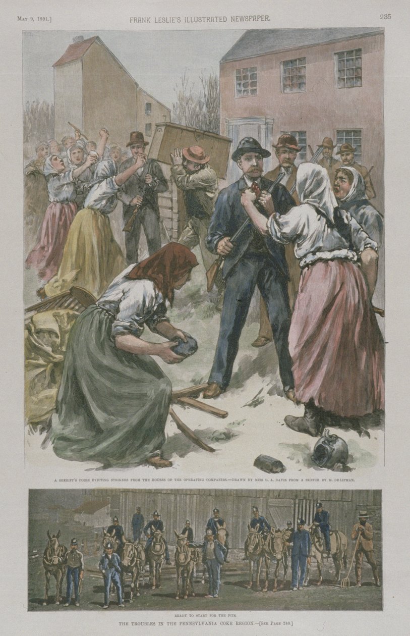 Kvinder, strejkende, klar til at konfrontere mændene i minerne, 1891 af American School
