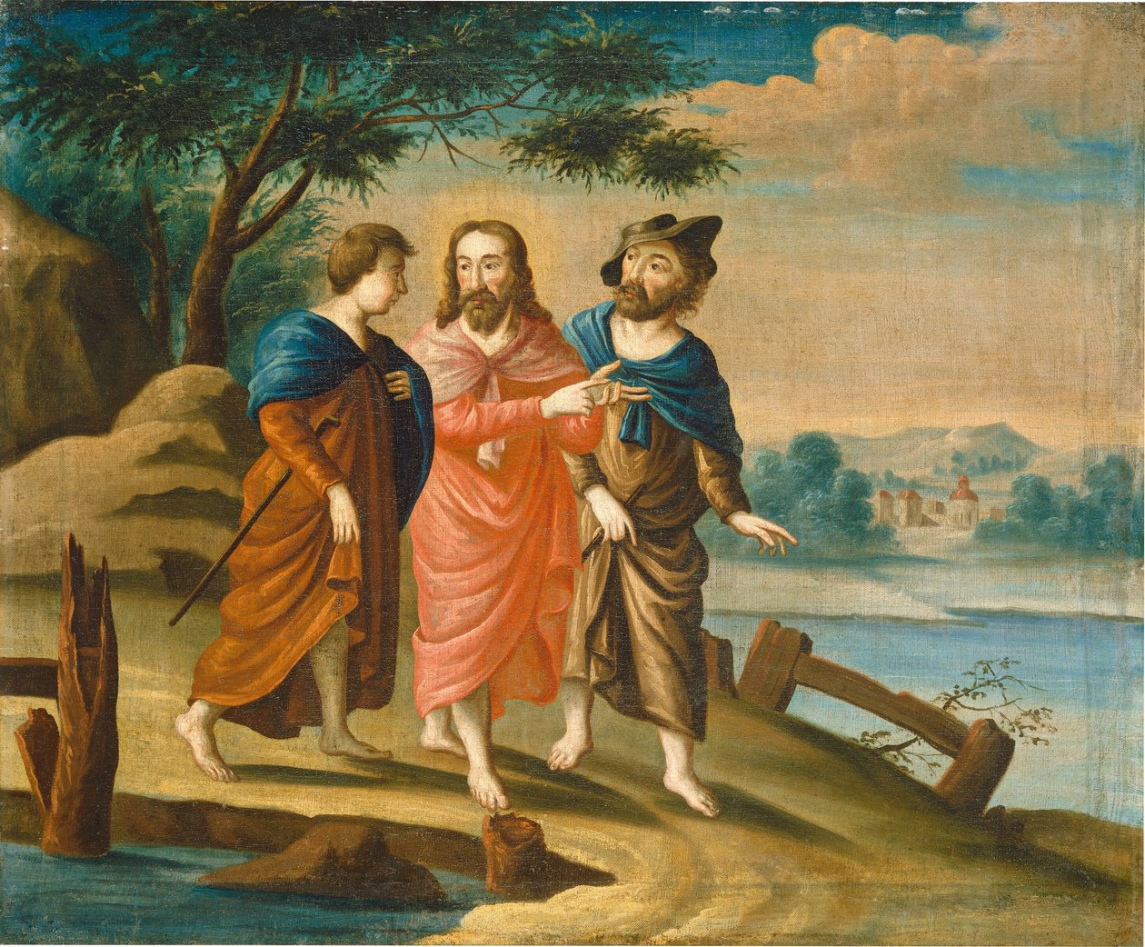 Kristus på vej til Emmaus af American 18th Century