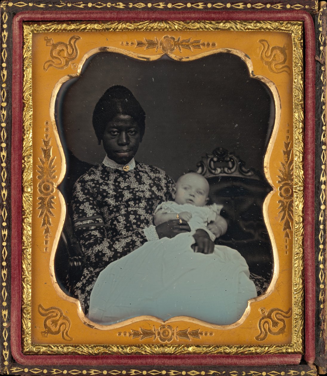 Portræt af en kvinde og baby af American 19th Century