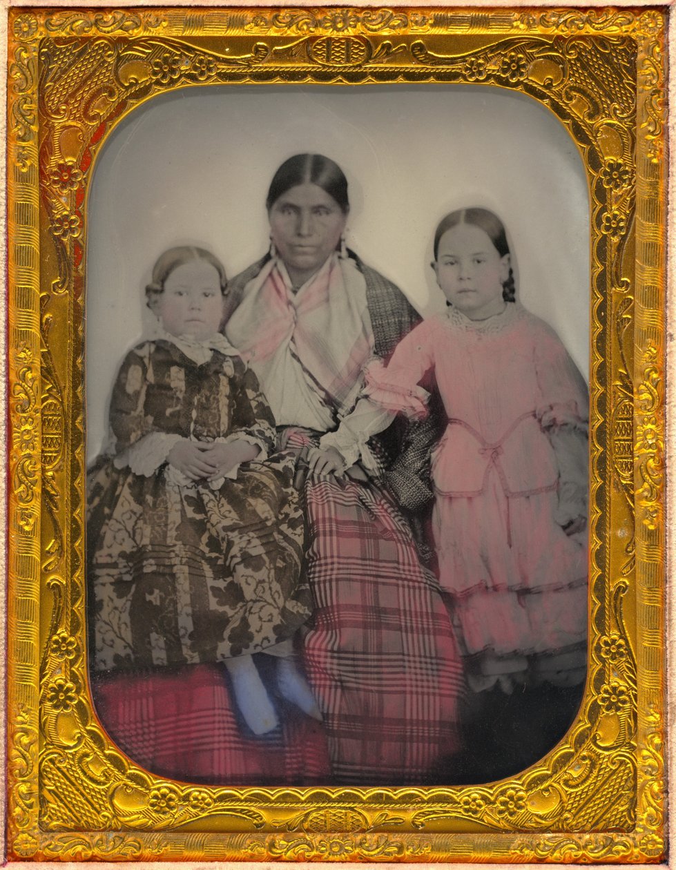 Portræt af en kvinde og to piger af American 19th Century